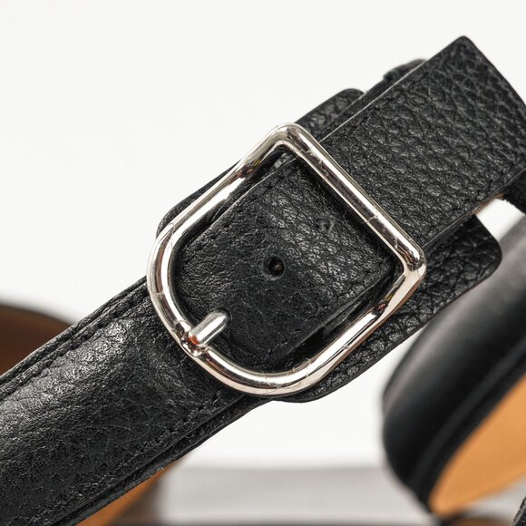 Balenciaga Black Pebbled Leather Ankle-Strap Flatform Sandals - Picture 9 of 11